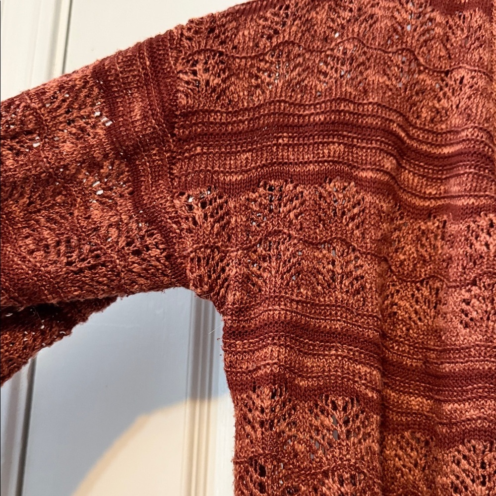 LC Lauren Conrad Women's Knit Cardigan in Rich Rust - Picture 3 of 8